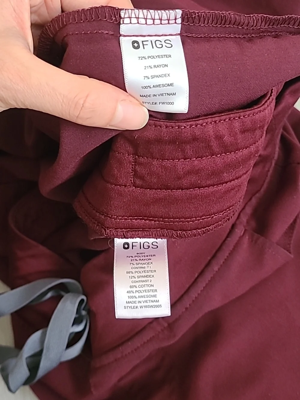 Figs Technical Burgundy Zamora Jogger Catarina Top Medium Womens Nurse - Picture 3 of 9